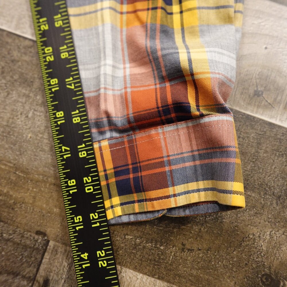 L.L.Bean Wrinkle-Free Plaid Button Down Shirt Men’s Large Tall Orange Gray - Picture 7 of 9